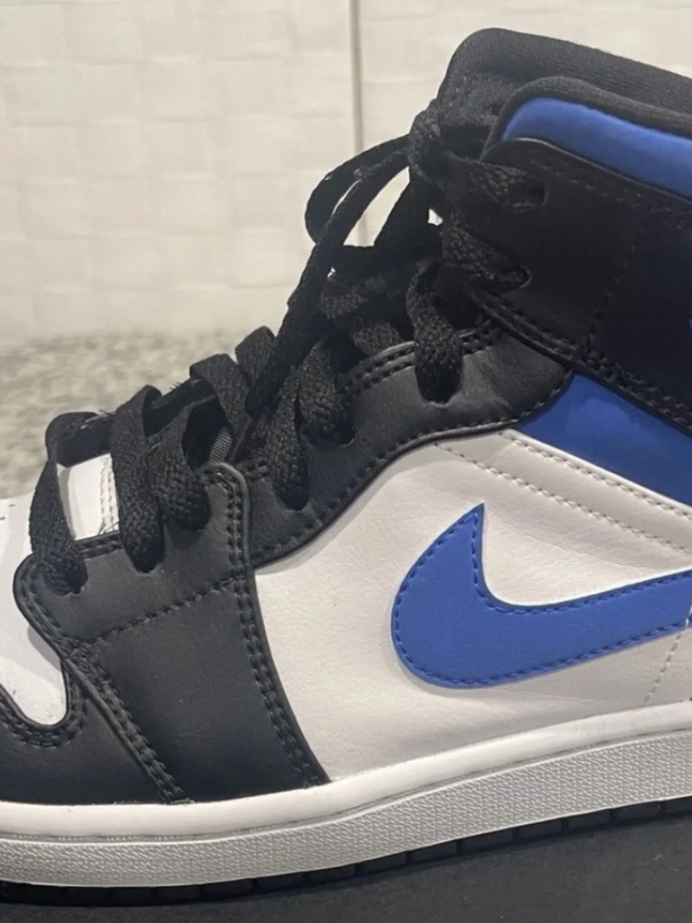 Jordan Air Jordan 1 Mid Racer Blue Black White Colorblock Sneaker Size 10 W/Box